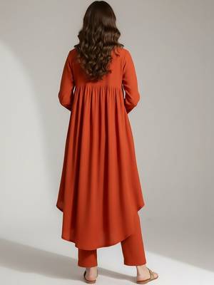 Women Empire Silk Crepe Kurta with Trousers 2