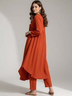 Women Empire Silk Crepe Kurta with Trousers 3