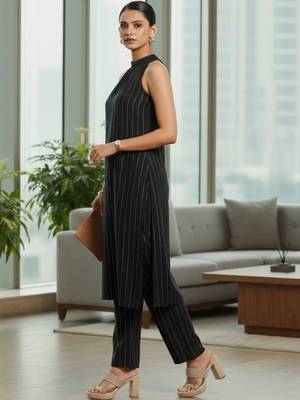 Women Printed Regular Silk Crepe Kurta with Trousers 3