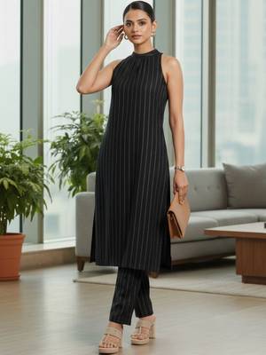 Women Printed Regular Silk Crepe Kurta with Trousers 7