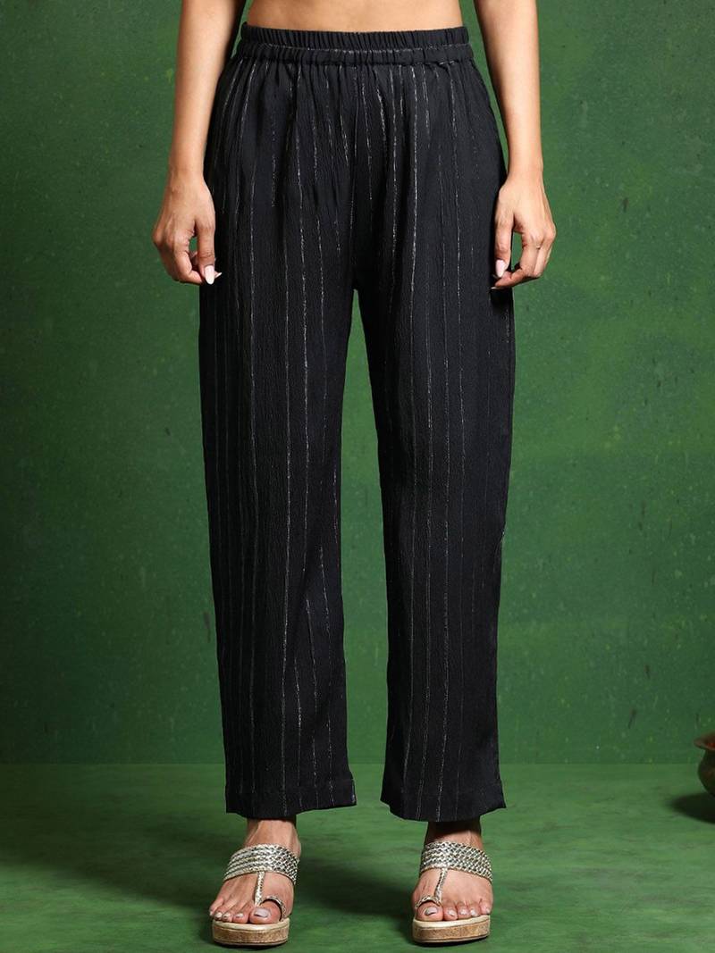Halter Neck Striped Straight Kurta With Trouser