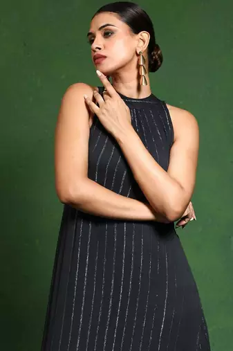 Women Regular Silk Crepe Kurta with Trousers