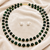Green jade & pearl double strand necklace with stud earrings jewellery set.