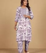 Floral Printed Straight Kurta With Trousers