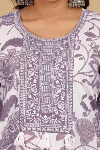 Floral Printed Straight Kurta With Trousers