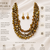 Baroque freshwater pearl necklace and earrings set, 3-strand golden brown colour, keshi pearl, drop earrings included.