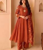 Women Ethnic Motifs Embroidered Regular Kurta with Trousers & With Dupatta