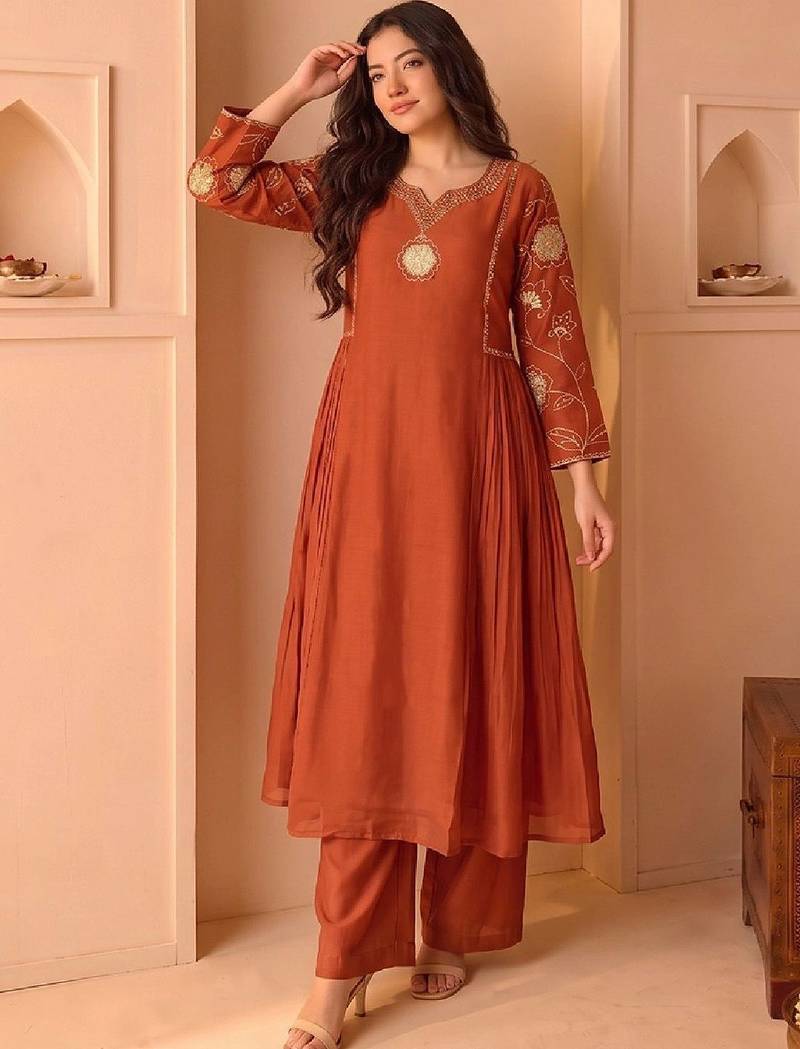 Women Ethnic Motifs Embroidered Regular Kurta with Trousers & With Dupatta