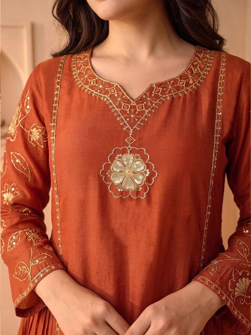 Women Ethnic Motifs Embroidered Regular Kurta with Trousers & With Dupatta