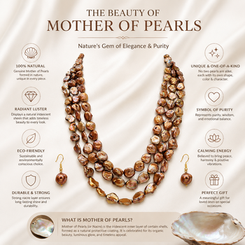 Brown baroque freshwater pearl 3-layer necklace and earring set keshi pearl beads, gold-tone hook earrings. 2