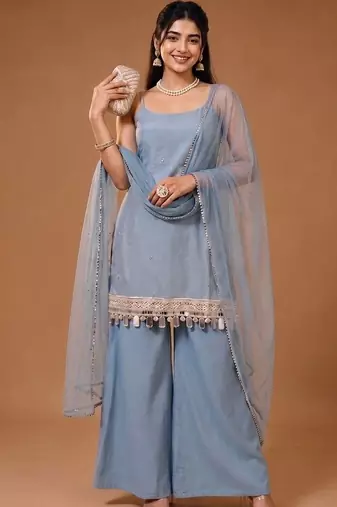 Women Ethnic Motifs Printed Regular Kurta with Palazzos & With Dupatta