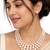 Pearl necklace and earring set, 3-layer with ruby beads gold-tone clasp, stud earrings included.