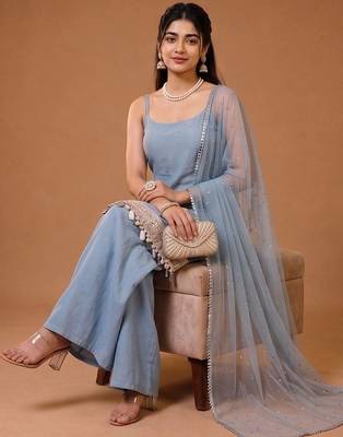 Women Ethnic Motifs Printed Regular Kurta with Palazzos & With Dupatta 3