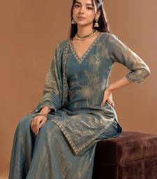 Women Ethnic Motifs Embroidered Regular Kurta with Sharara & With Dupatta