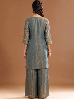 Women Ethnic Motifs Embroidered Regular Kurta with Sharara & With Dupatta 5