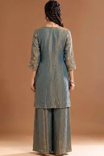 Women Ethnic Motifs Embroidered Regular Kurta with Sharara & With Dupatta