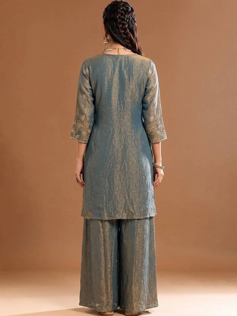 Women Ethnic Motifs Embroidered Regular Kurta with Sharara & With Dupatta
