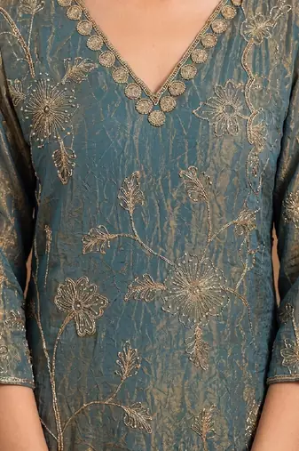 Women Ethnic Motifs Embroidered Regular Kurta with Sharara & With Dupatta