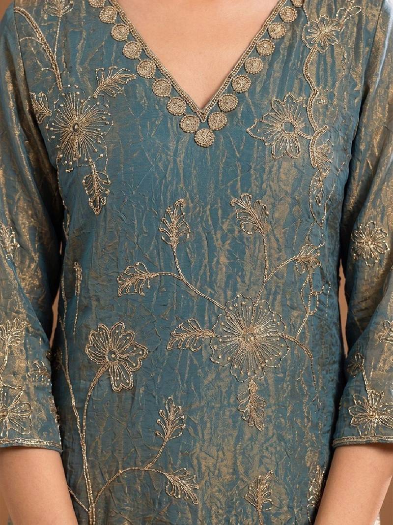 Women Ethnic Motifs Embroidered Regular Kurta with Sharara & With Dupatta