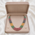 Multicolour pearl and gemstone beaded multi-strand necklace set with stud earrings, 5-layer strands.