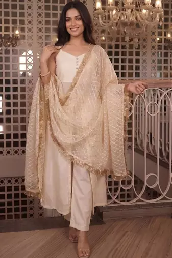 Women Regular Kurti with Trousers & With Dupatta