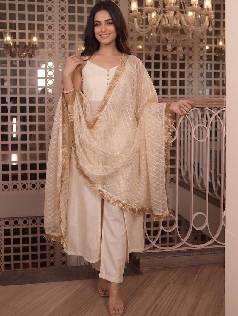 Women Regular Kurti with Trousers & With Dupatta