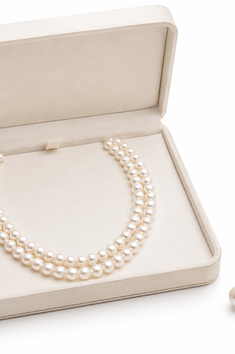 Freshwater pearl double strand necklace and earrings set double strand, drop earrings included, white pearl.