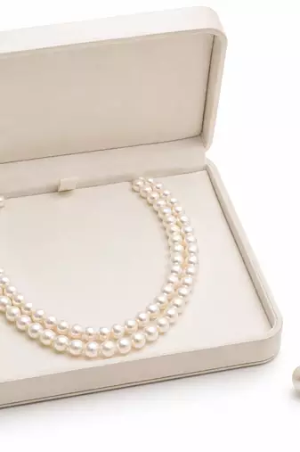 Freshwater pearl double strand necklace and earrings set double strand, drop earrings included, white pearl.