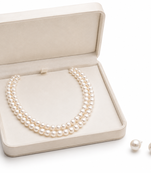 Freshwater pearl double strand necklace and earrings set double strand, drop earrings included, white pearl.