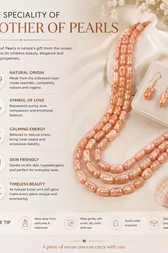Pink baroque pearl 3-layer necklace and earrings jewellery set freshwater pearls, gold-tone hooks, iridescent lustre.