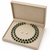Green jade & pearl double strand necklace with stud earrings jewellery set.