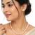 Pearl necklace and earring set with gold-tone crystal rings stud earrings included, crystal rondelle accents.