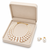 Pearl necklace and earring set, 3-layer with ruby beads gold-tone clasp, stud earrings included.