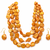 Orange baroque pearl 3-layer necklace and earrings jewellery set freshwater pearls, gold-tone hooks, iridescent finish