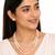 Double strand pearl necklace set with stud earrings, pink & white gold-tone spacers, oval pearl beads.
