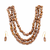 Brown baroque pearl 3-layer necklace and earrings jewellery set iridescent lustre, gold-tone hook earrings.