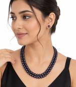 Black pearl double strand necklace and stud earrings set double strand design, stud earrings included.