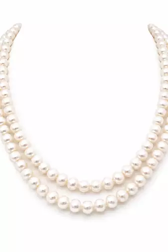 Freshwater pearl double strand necklace and earrings set double strand, drop earrings included, white pearl.