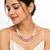 Freshwater pearl necklace set with stud earrings, pink & white 3-strand layered, oval pearl beads, gold-tone spacers.