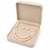 Double strand pearl necklace set with stud earrings, pink & white gold-tone spacers, oval pearl beads.
