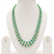 Double strand green beads and pearl necklace set with earrings.