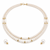Double strand pearl necklace set with stud earrings, white gold-tone accents, oval & round pearls.