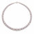 Pearl strand necklace with crystal rondelle spacers, lavender magnetic clasp, graduated pearls.
