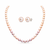 Freshwater pearl necklace and stud earrings set, pink rice-shaped pearls, stud earrings included, graduated design.