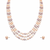 Freshwater pearl 3-layer necklace and stud earrings jewellery set multi-colour pearls, oval rice shape.