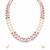 Freshwater pearl necklace set with stud earrings, pink & white 3-strand layered, oval pearl beads, gold-tone spacers.