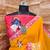 Yellow soft georgette saree with durga digital print and blouse