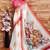 White red color durga pooja digital printed georgette saree