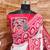 White red durga pooja digital printed georgette saree with blouse