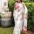 White and pink flower printed linen cotton sarees with un-stitched blouse